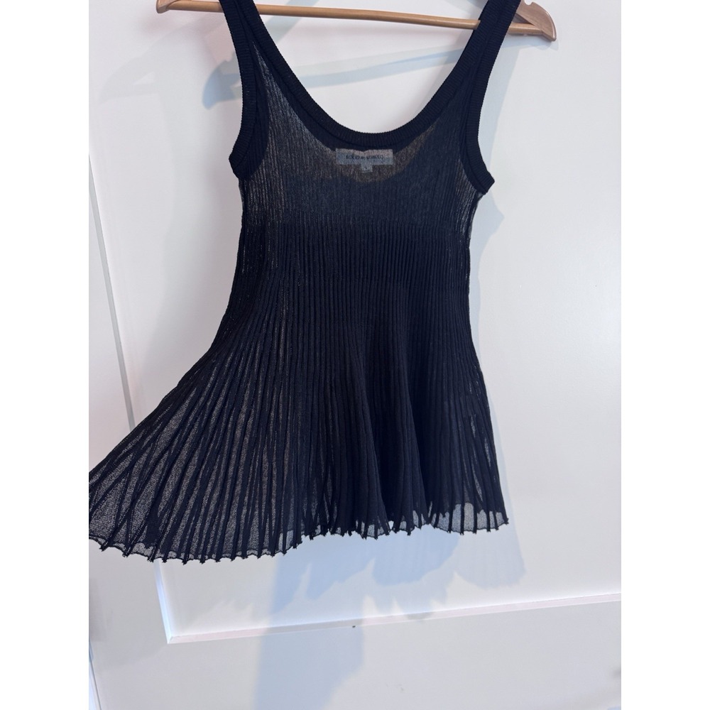 Solid & Striped Top Womens Small Fairy Sheer Black  Romantic Babydoll Peplum